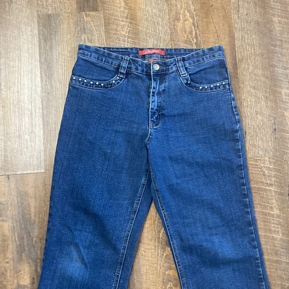 VNTG COS JEANS FLARE LEG W/EMBELLISHED RHINESTONE DETAILING MID RISE STRETCH - Picture 2 of 11